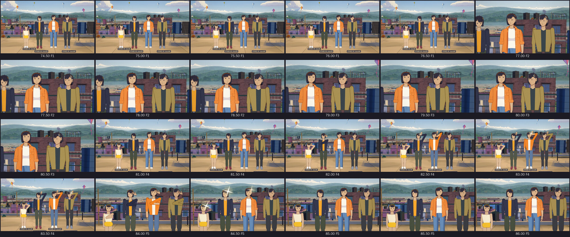 Animatic contact sheet, the finale