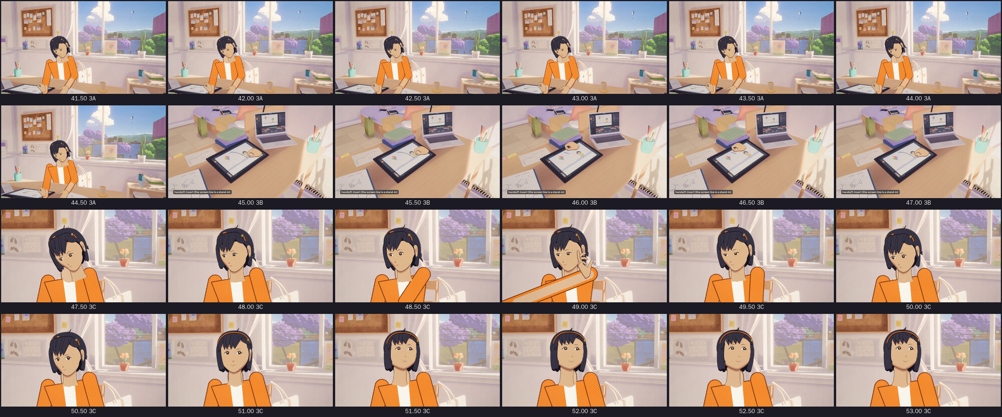 Animatic contact sheet, Stage 3