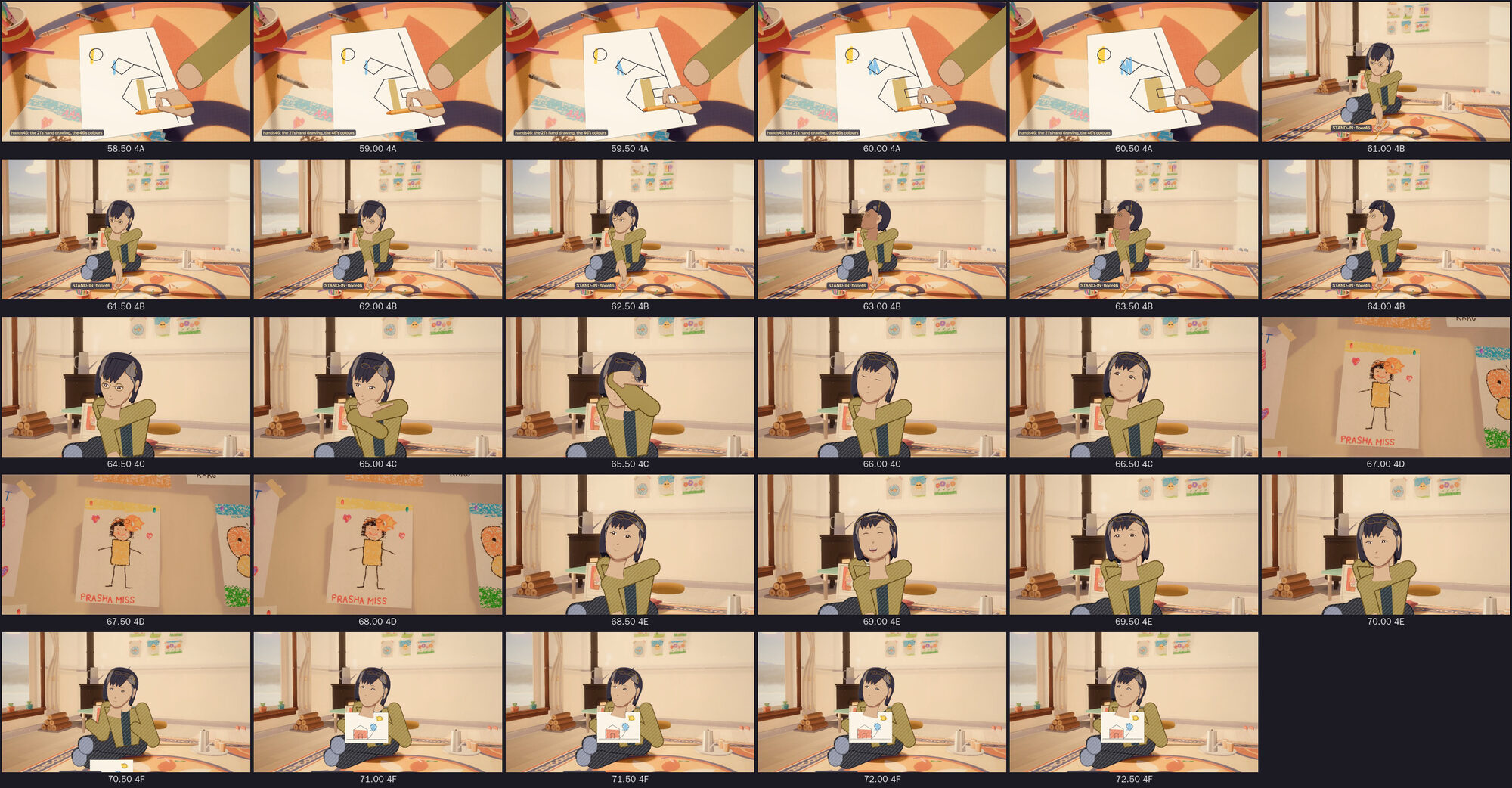 Animatic contact sheet, Stage 4
