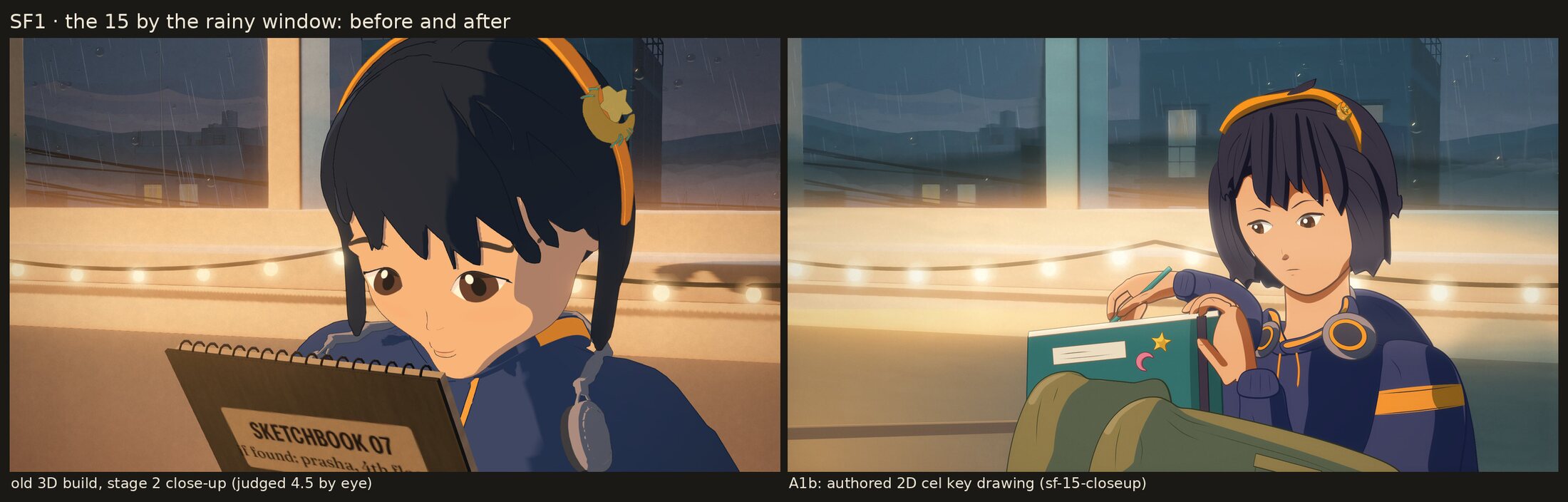 The 15 by the rainy window, old 3D beside the new 2D